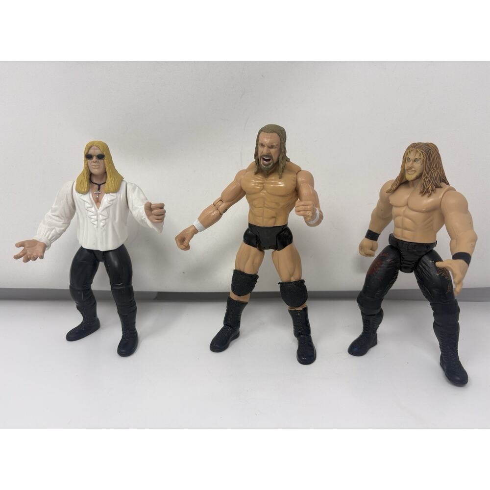 Lot Of 3 Vintage WWE Wrestling Figures 1990-2003 Jakks Pacific & Toy Biz